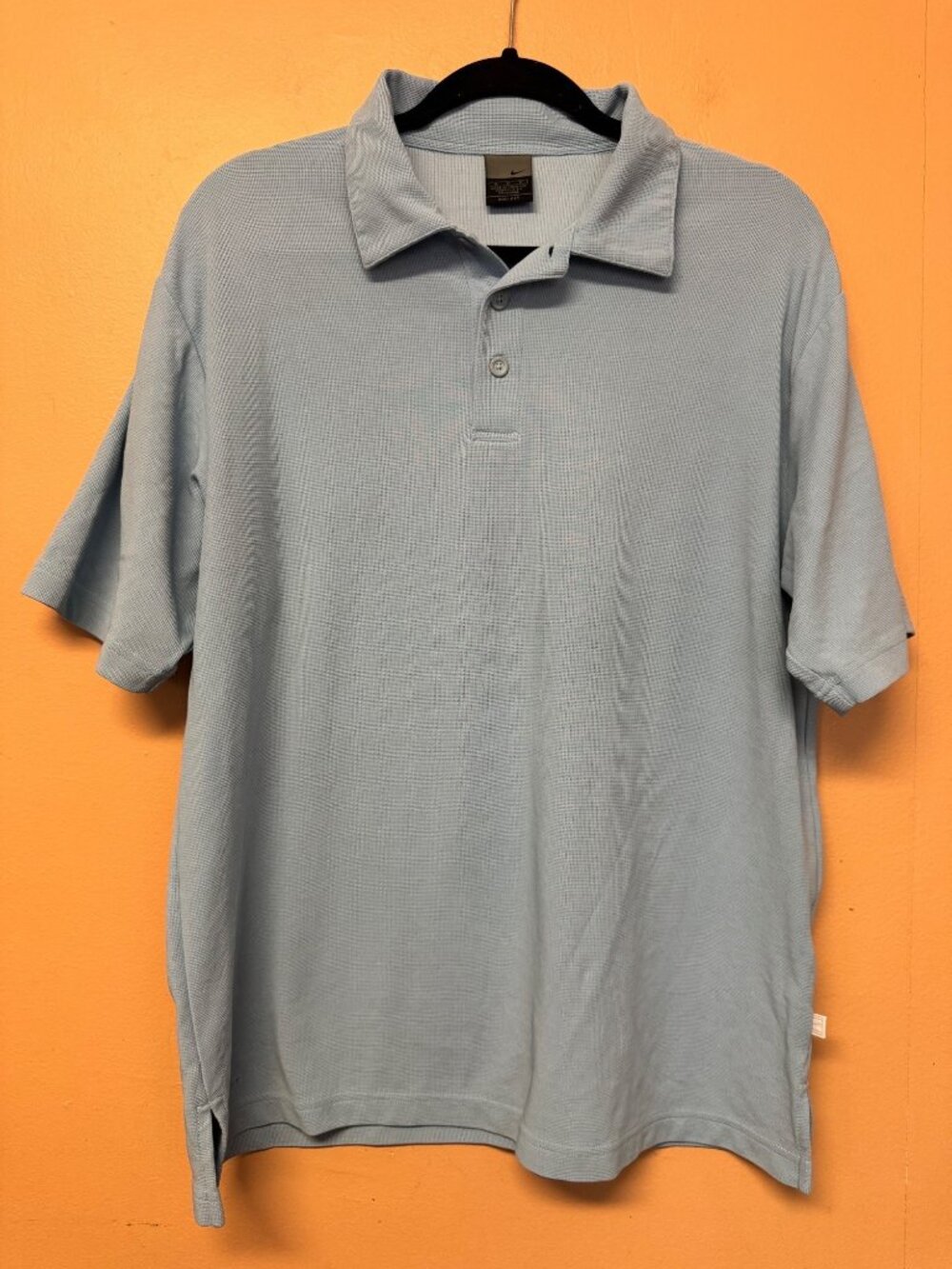 Y2K Nike Dri-FIT Golf Polo Shirt Light Blue Textured Pique Men’s Medium